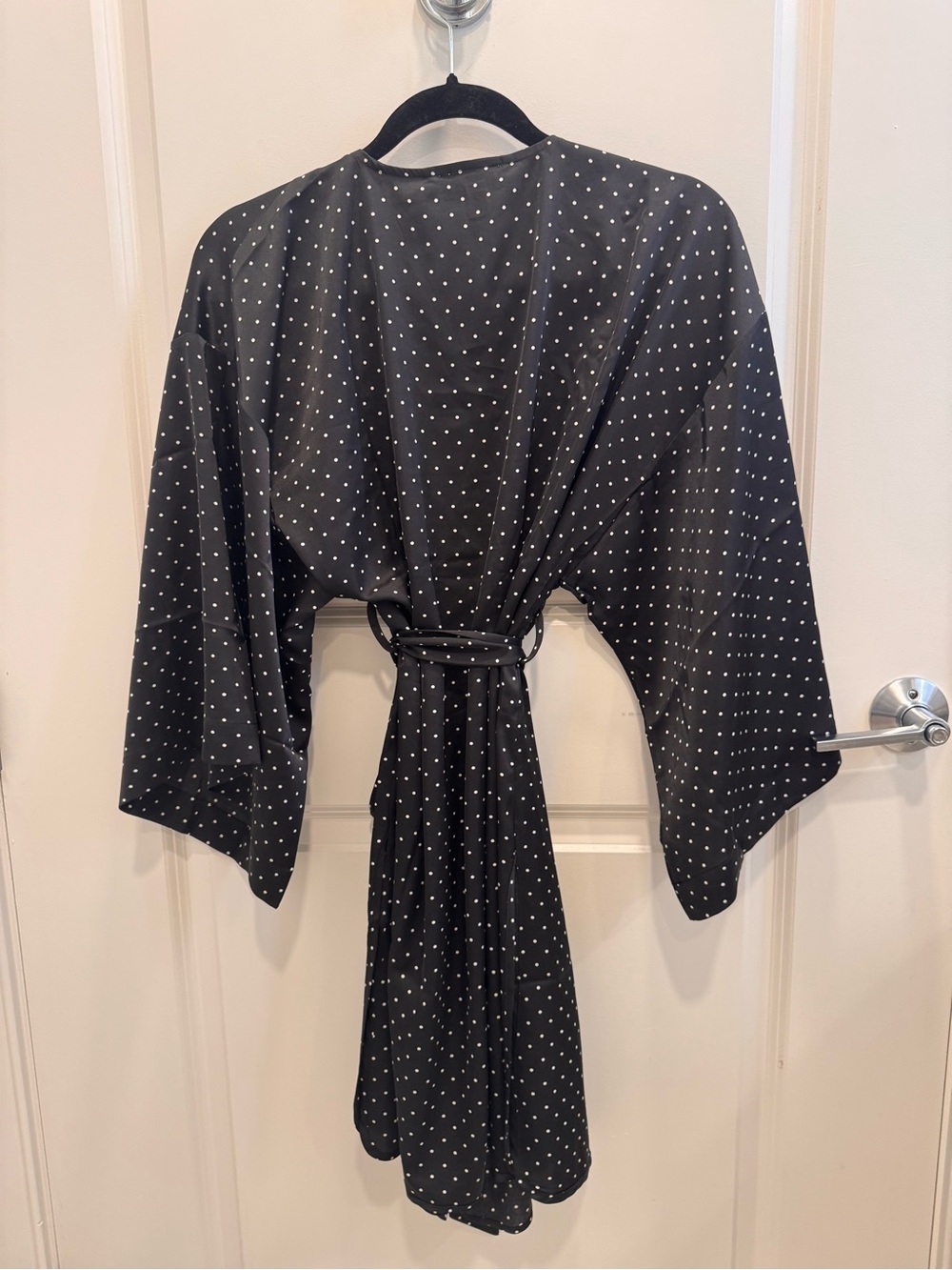 Open Edit Black Polka Dot Tie-Waist Robe - worn once! - Picture 2 of 4